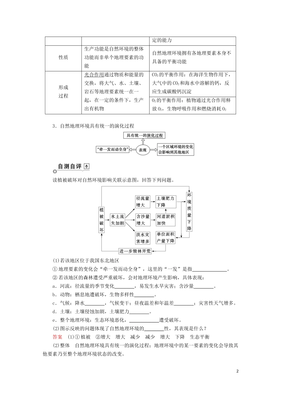 （山东专用）高考地理一轮总复习 第5章 自然地理环境的整体性与差异性 第一讲 自然地理环境的整体性教案（含解析）鲁教版-鲁教版高三全册地理教案_第2页