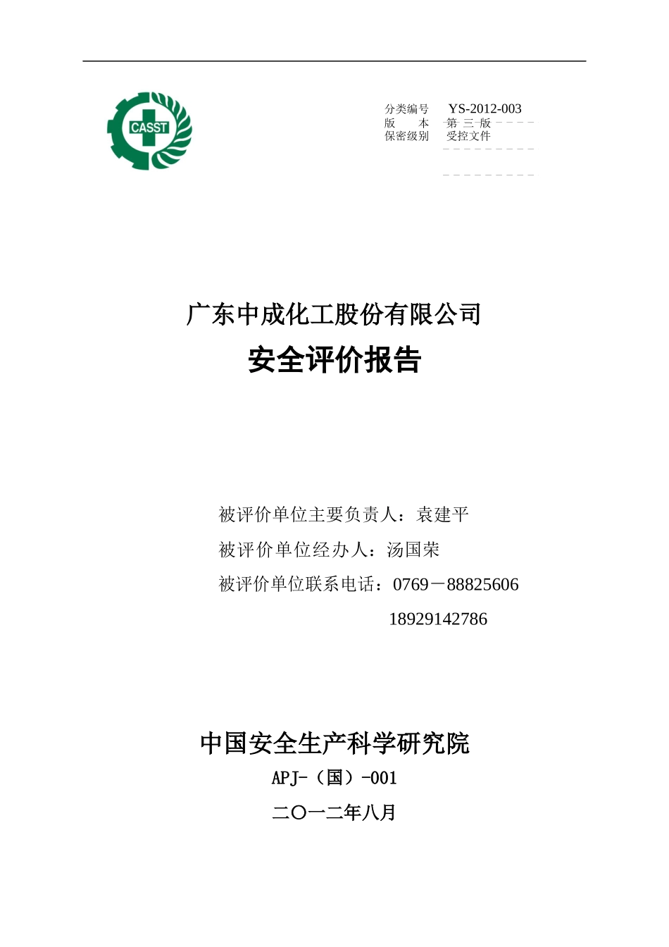 中成化工安全评价报告_第1页