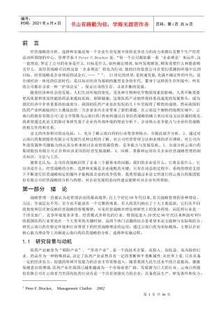 云南白药公司战略分析报告