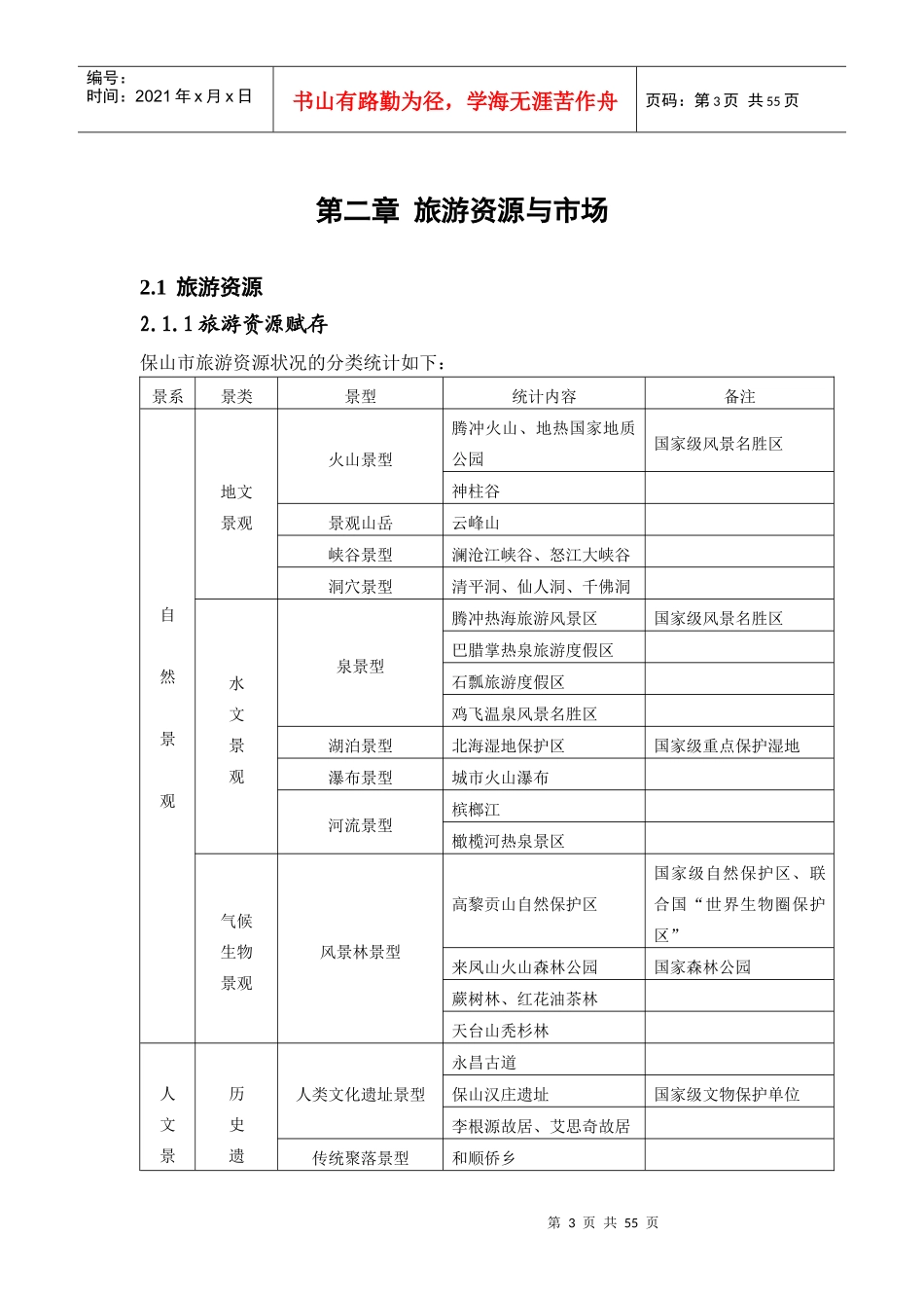 保山旅游发展总体规划（DOC 51页）_第3页