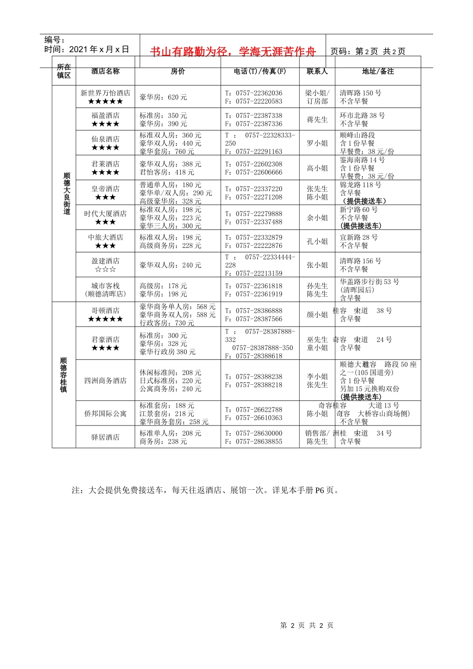 优惠酒店住宿申请表_第2页