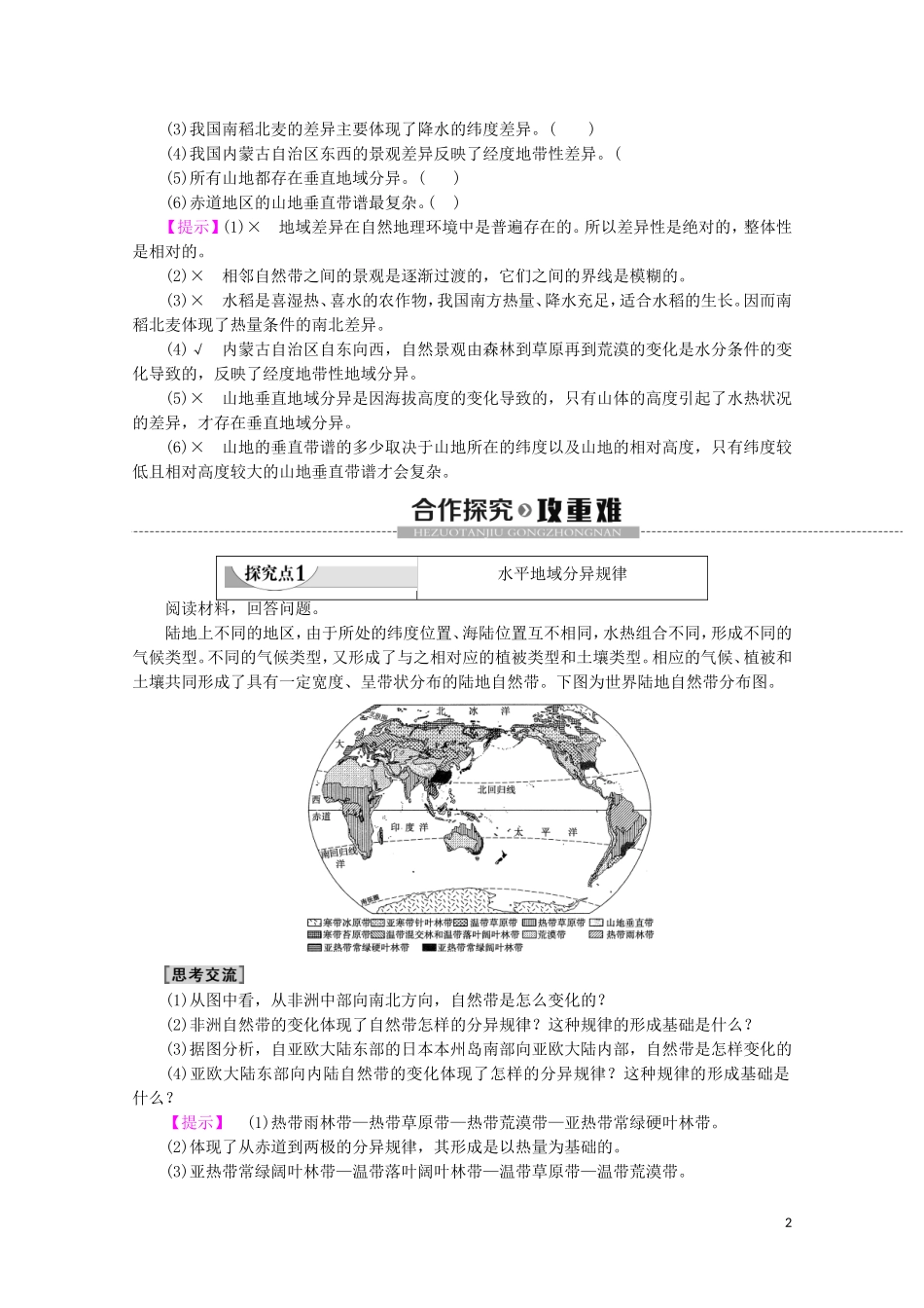 高中地理 自然地理基础 第5章 自然地理环境的整体性与差异性 第2节 自然地理环境的差异性教案 鲁教版-鲁教版高二全册地理教案_第2页