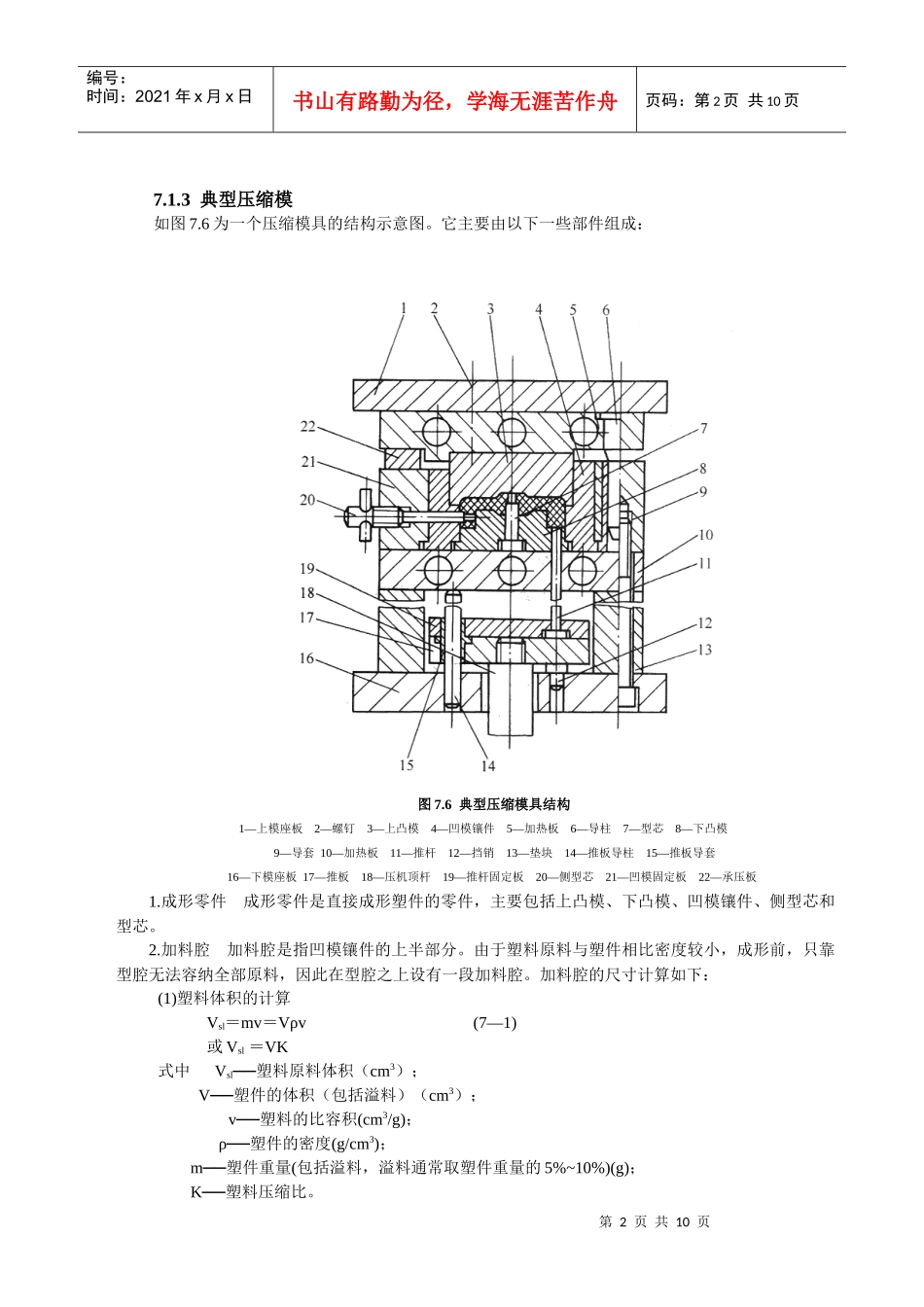 其它塑料成形方法与模具设计压缩成型工艺与模具_第2页