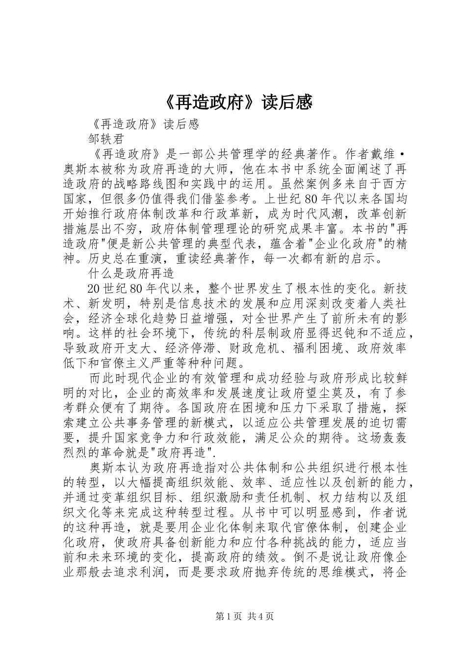 《再造政府》读后感 _第1页