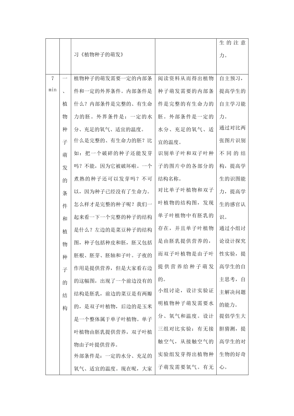 七年级生物上册 5.1 植物种子的萌发教学设计 （新版）苏教版-（新版）苏教版初中七年级上册生物教案_第2页