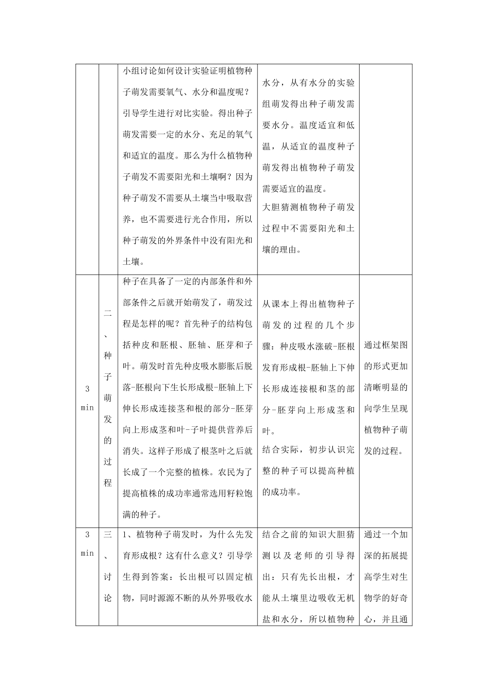 七年级生物上册 5.1 植物种子的萌发教学设计 （新版）苏教版-（新版）苏教版初中七年级上册生物教案_第3页