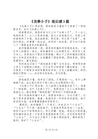 《龙拳小子》观后感3篇