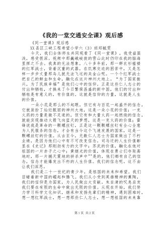 《我的一堂交通安全课》观后感 