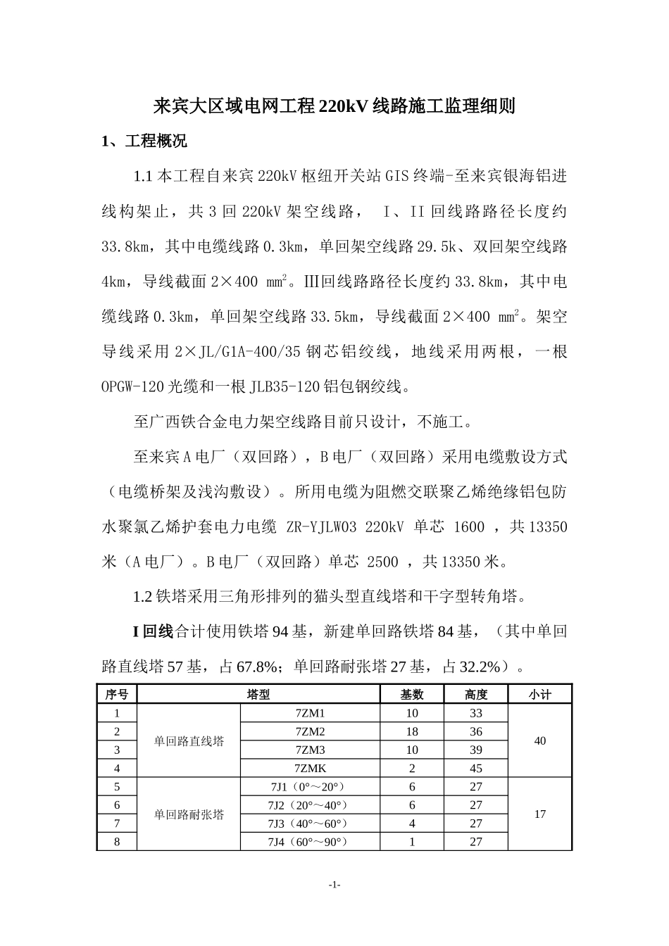 220kv输电线路工程建设监理实施细则(陈)_第1页
