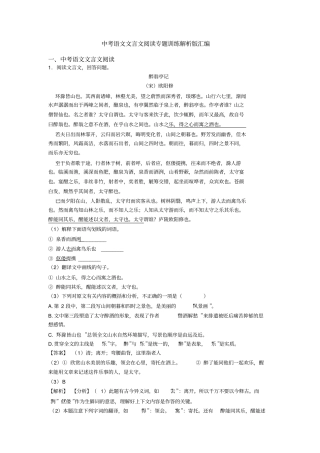 中考语文文言文阅读专题训练解析版汇编