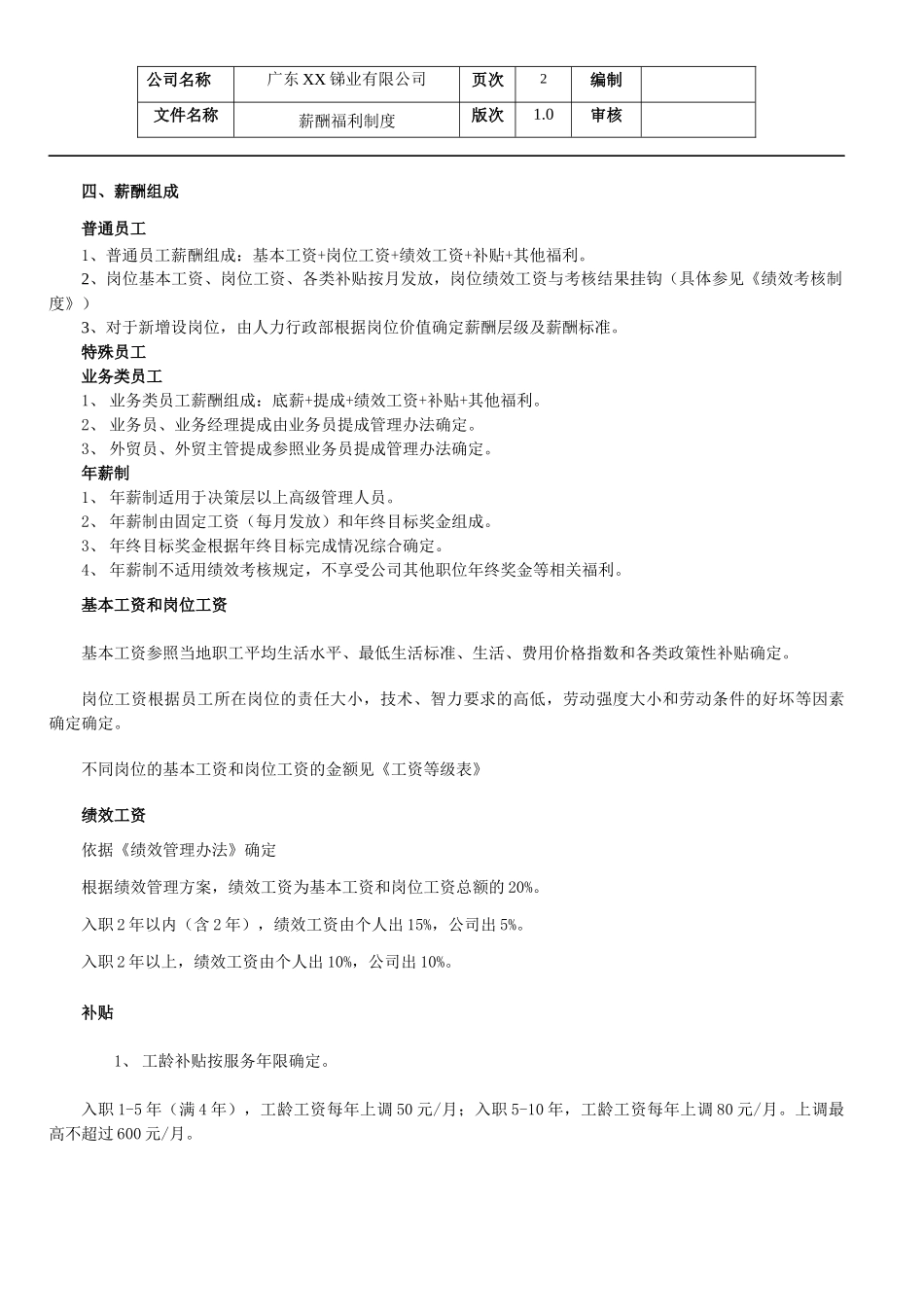 化工企业薪酬管理方案_第2页