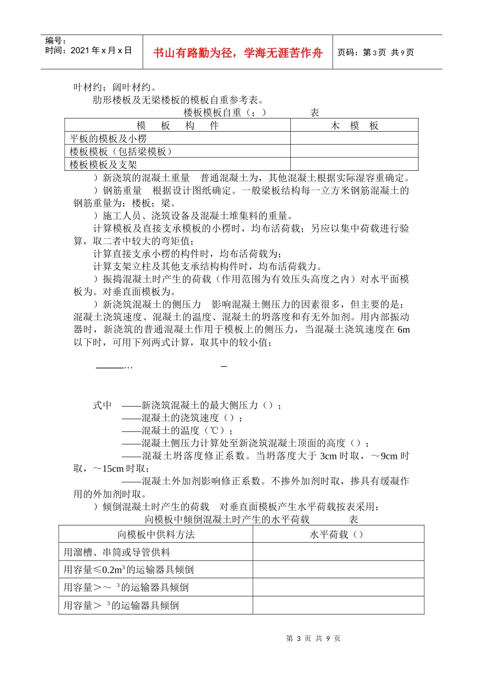 公寓楼和排别墅模板工程施工方案_第3页