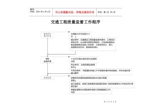 交通工程质量监督工作程序