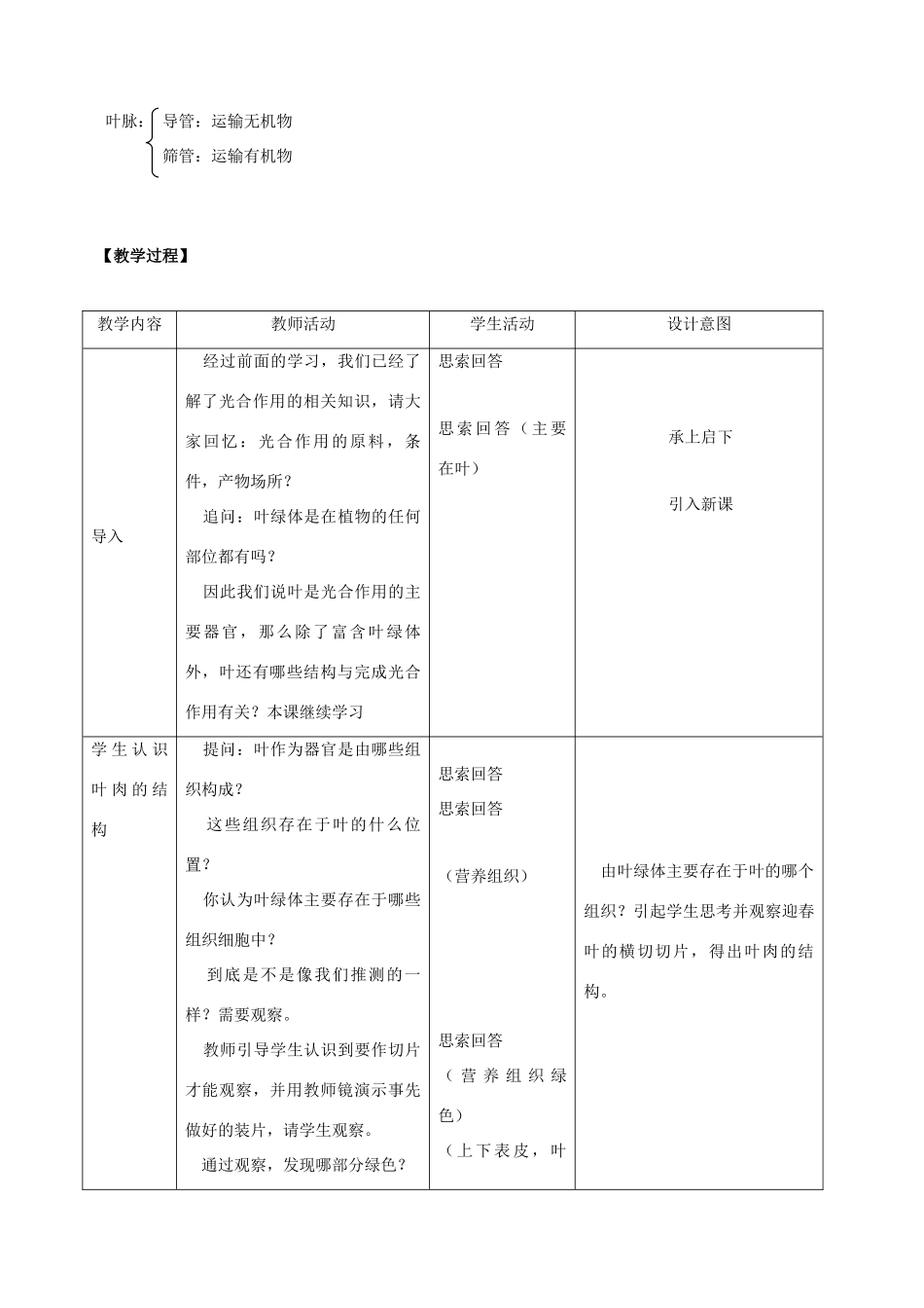 七年级生物上册 第5章 第1节 光合作用教案2 北师大版_第2页