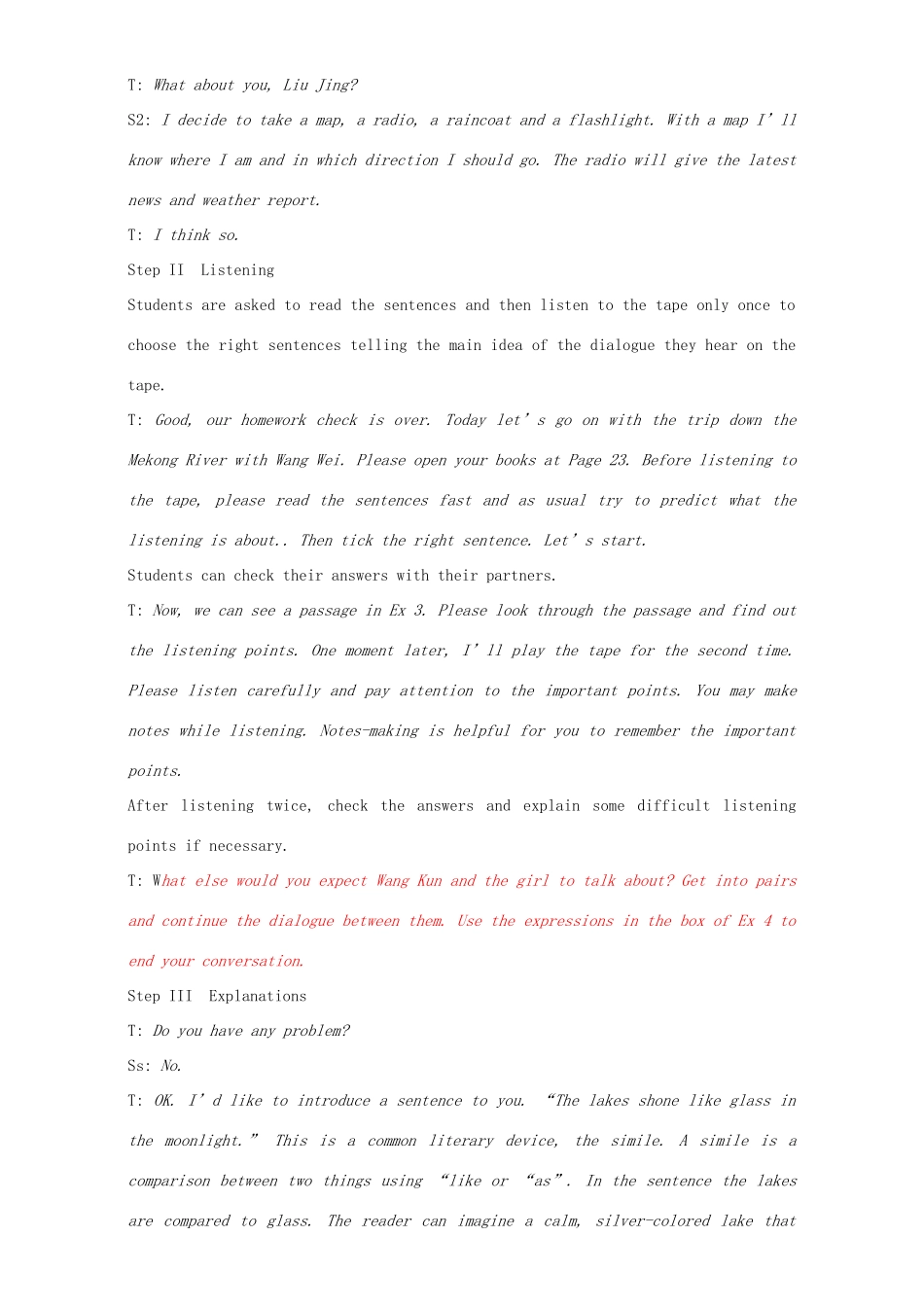 高中英语 Unit 3 Travel journal Period 4 Listening and speaking教学设计 新人教版必修1-新人教版高一必修1英语教案_第2页