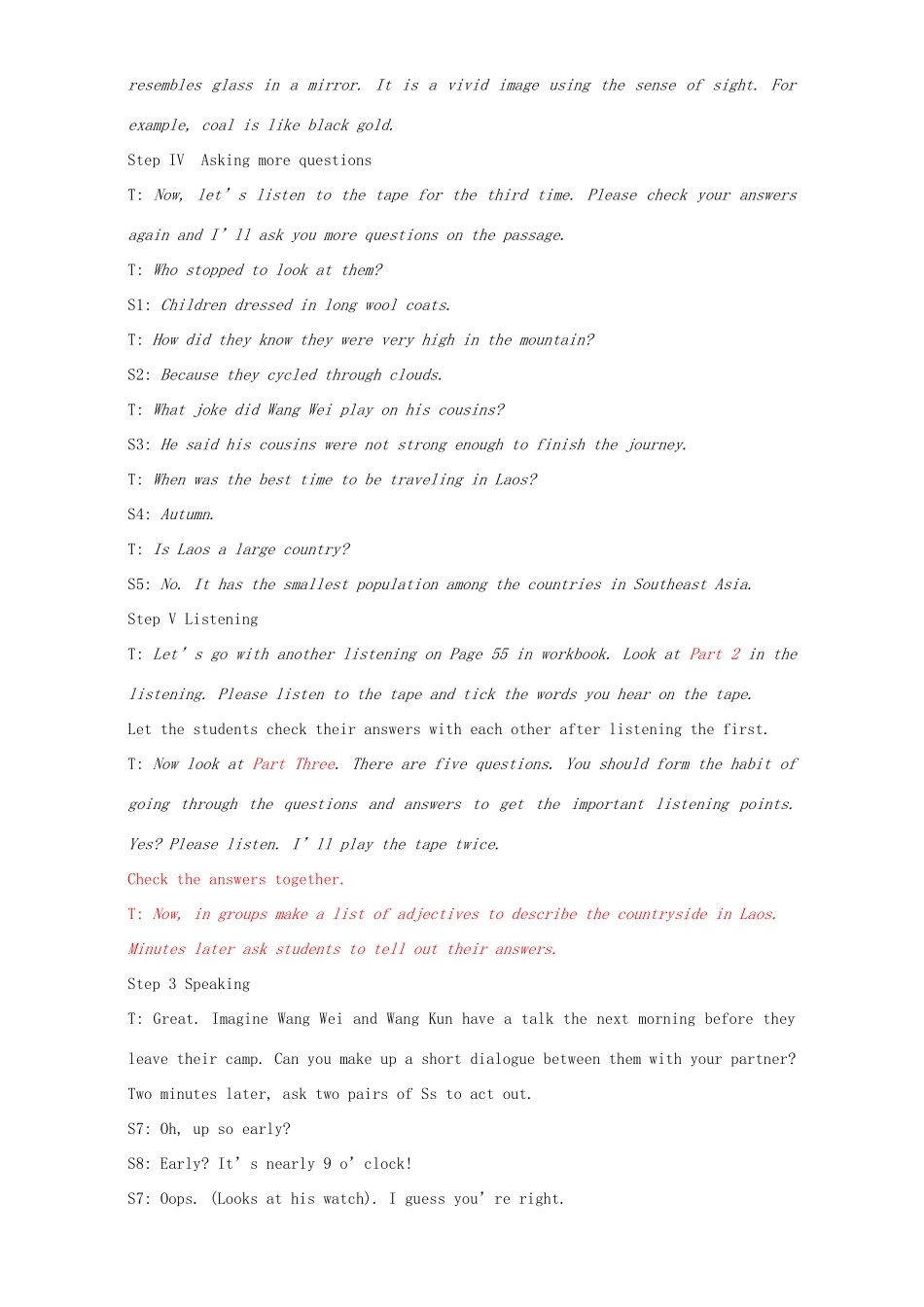 高中英语 Unit 3 Travel journal Period 4 Listening and speaking教学设计 新人教版必修1-新人教版高一必修1英语教案_第3页