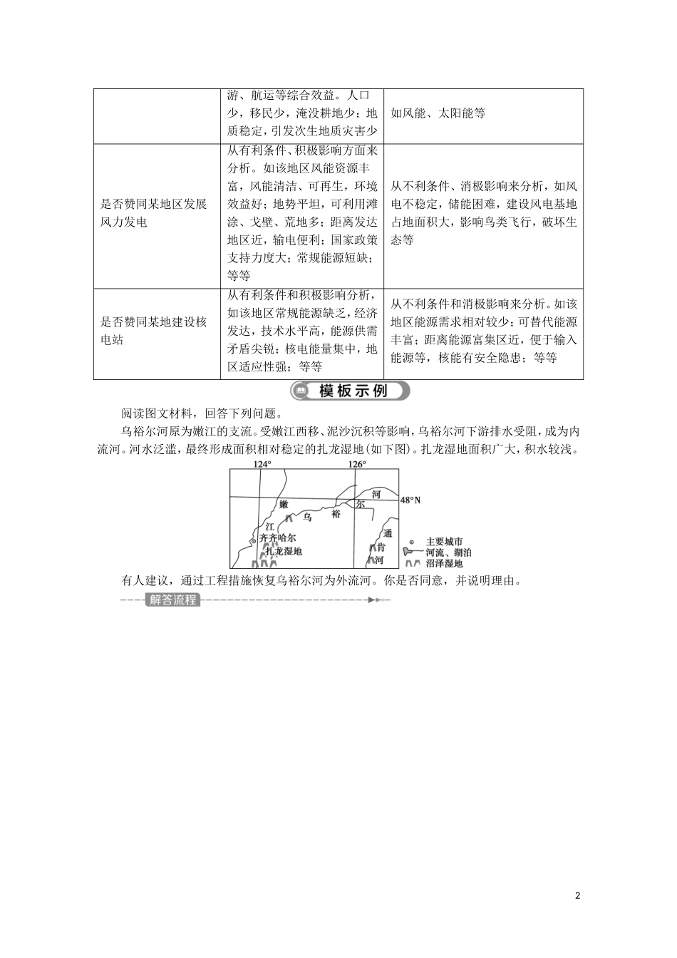 （江苏专用）高考地理二轮复习 把握高考答题规范 答题模板6 开放探究类教案-人教版高三全册地理教案_第2页