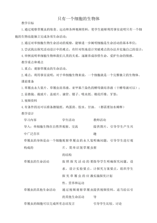 鲁教版七年级生物上册 只有一个细胞的生物体