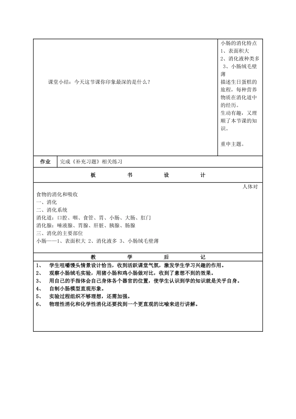 七年级生物上册 3.1 人体对食物的消化吸收教案 苏科版-苏科版初中七年级上册生物教案_第3页