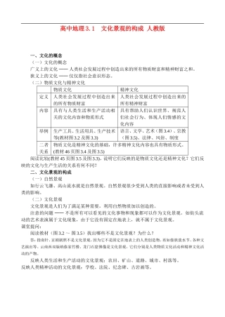高二地理3.1  文化景观的构成 教案人教版
