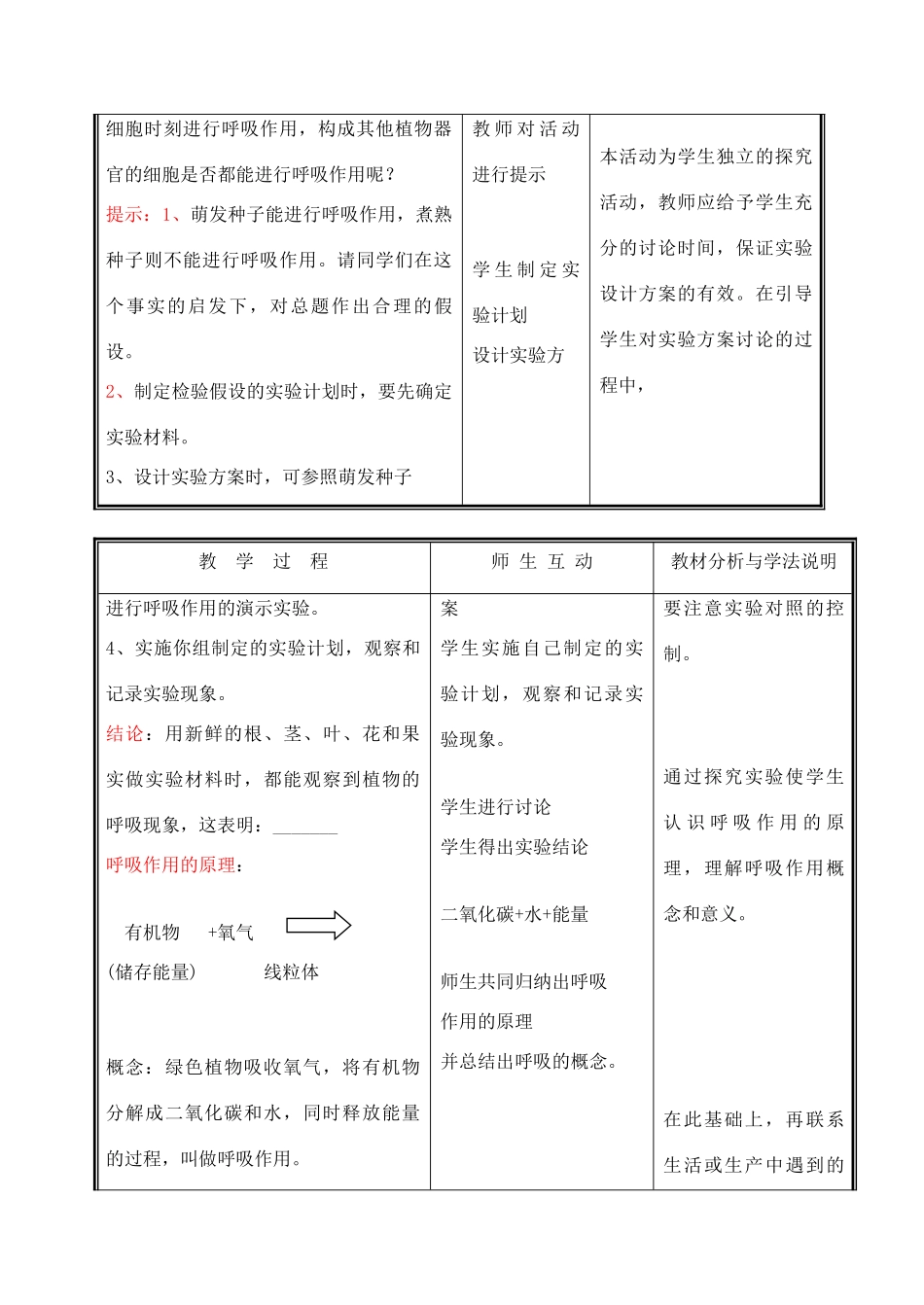 七年级生物上册《呼吸作用》教案2 北师大版_第2页