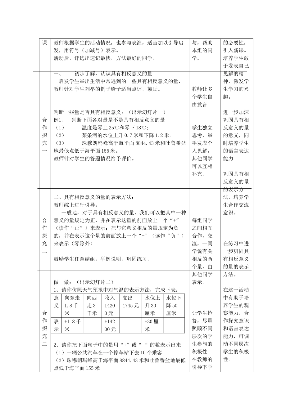 七年级数学上册 正数和负数（第一课时）教案人教版_第2页