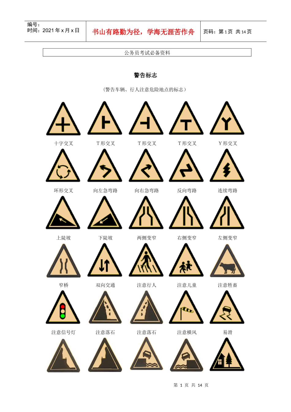 【公务员】交通标志大全_第1页