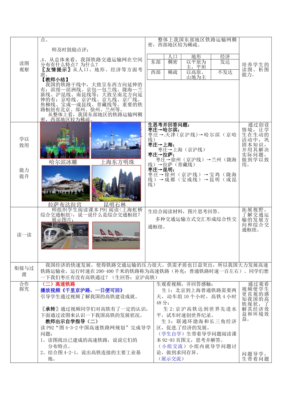 山东省滕州市大坞镇大坞中学八年级地理上册 4.3 合理发展交通运输教案 （新版）商务星球版_第3页