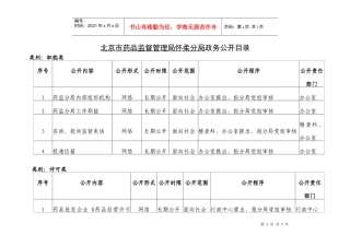 北京市药品监督管理局怀柔分局政务公开目录
