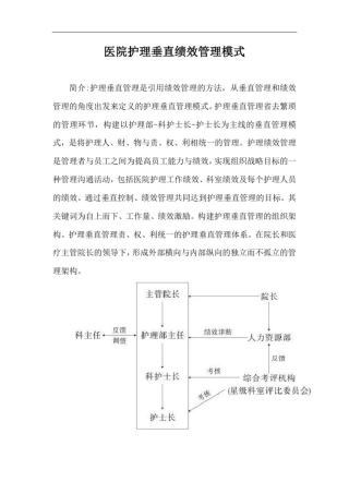 医院护理垂直绩效管理模式【最新版】