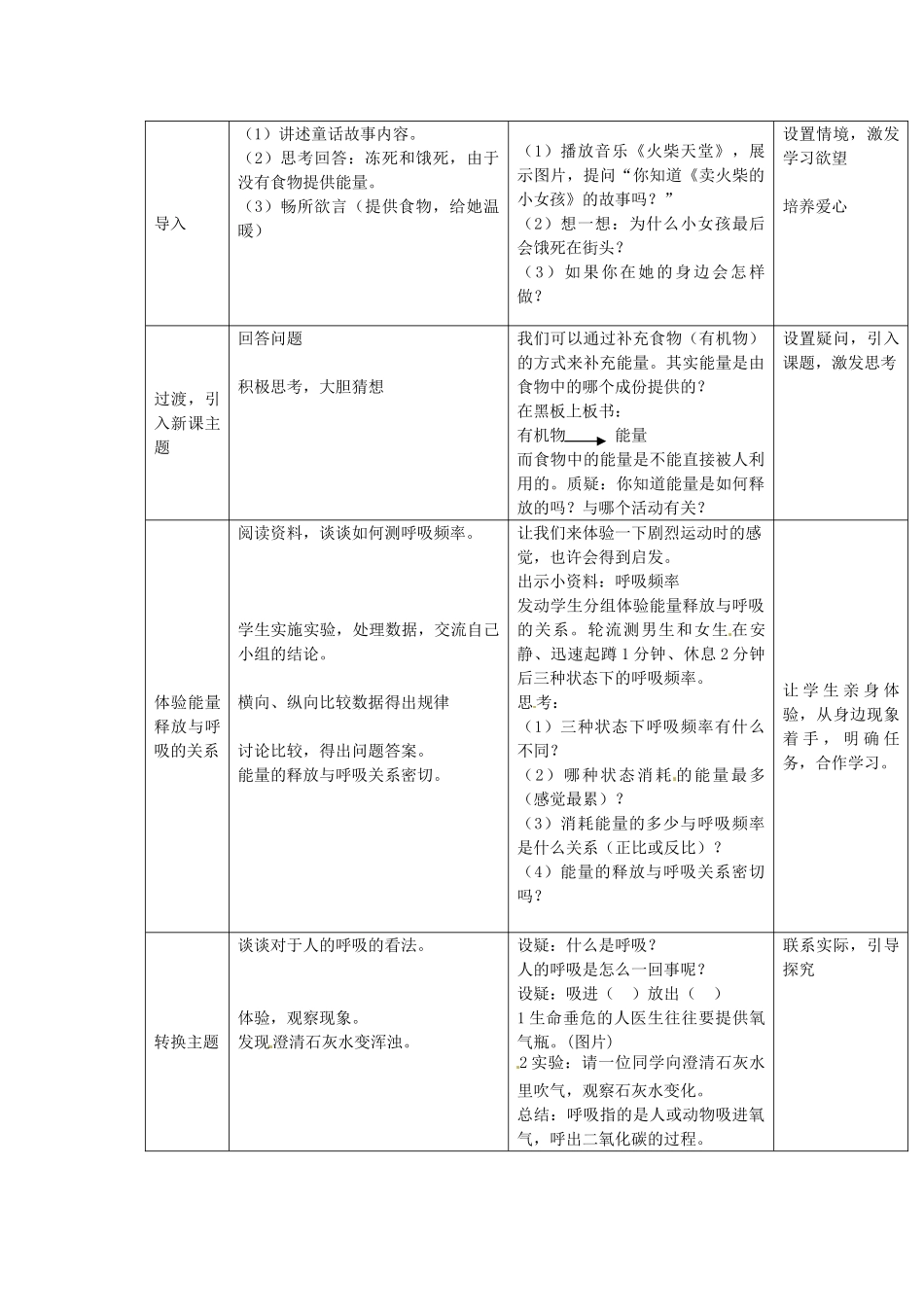 七年级生物上册 3.7.1 能量的释放与利用教案 （新版）苏科版-（新版）苏科版初中七年级上册生物教案_第2页