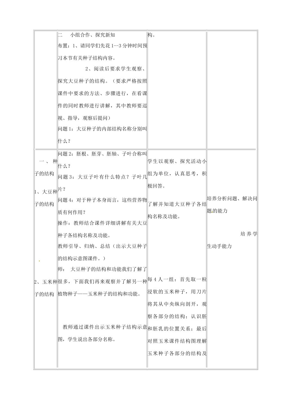 辽宁省开原五中七年级生物上册《51 植物种子的萌发》教案 苏教版_第2页
