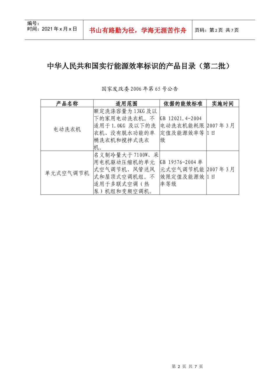 Aejqtry中华人民共和国实行能源效率标识的产品目录(1-7)_第2页