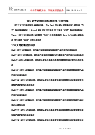100对大对数电缆