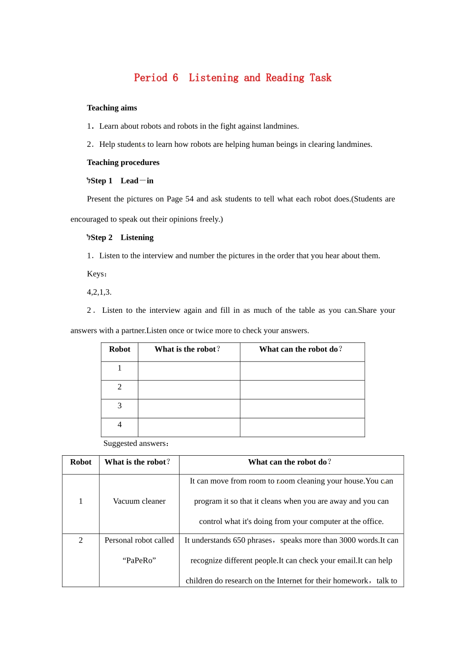 高中英语 Unit2 Robots Period 6优秀教案 新人教版选修7_第1页
