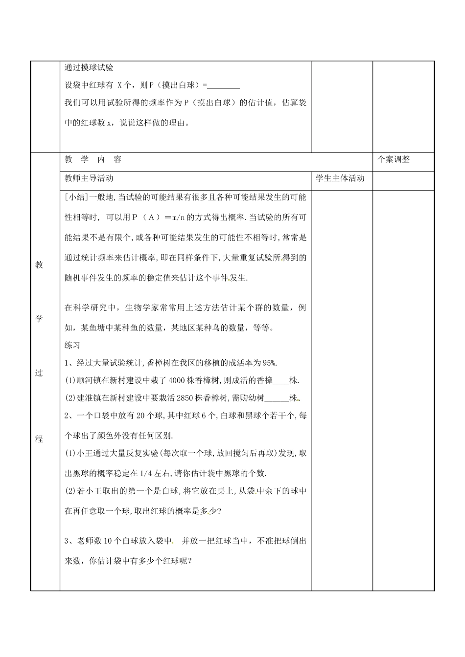 九年级数学下册 8.5 概率帮你做估计教案 （新版）苏科版-（新版）苏科版初中九年级下册数学教案_第2页