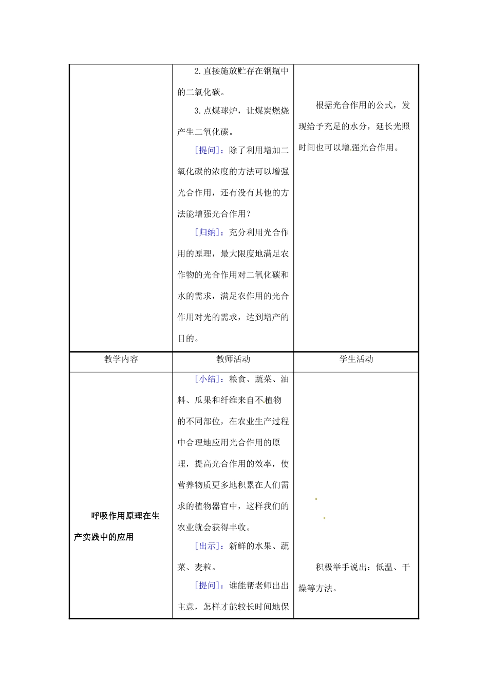 七年级生物上册 6.5 光合作用和呼吸作用原理的应用教案2 苏教版_第3页