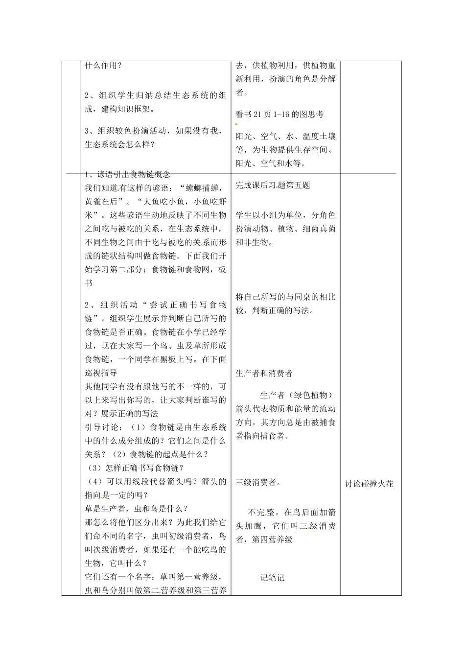 内蒙古鄂尔多斯康巴什新区第一中学七年级生物上册《生物与环境组成生态系统》教案 新人教版_第3页
