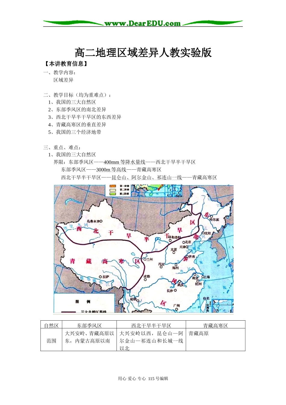 高二地理区域差异人教实验版知识精讲_第1页
