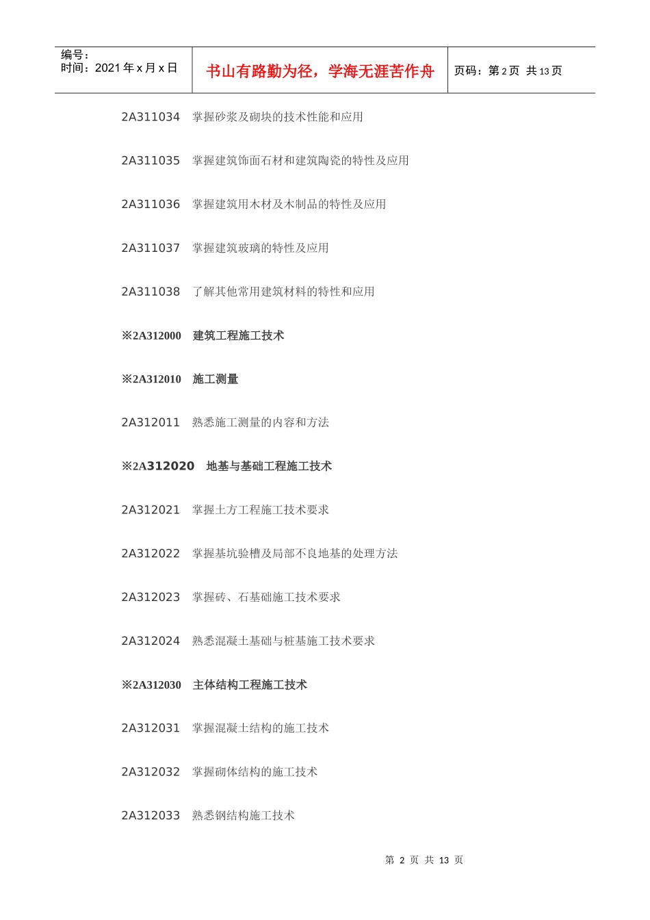 X年二级建造师《建筑工程专业》考试大纲949982_第2页