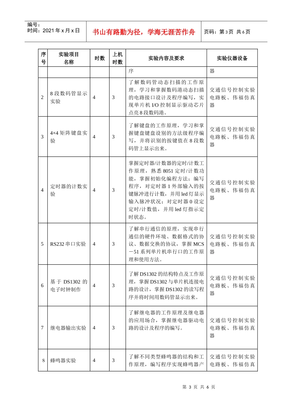 《交通工程综合实验》教学大纲_第3页