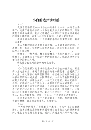 小白的选择读后感 