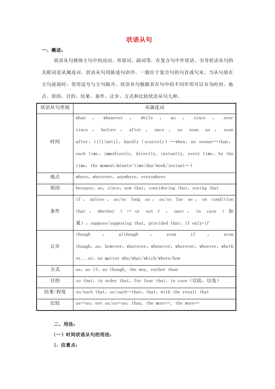 高考英语 状语从句教案_第1页
