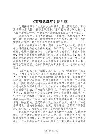 《南粤党旗红》观后感 