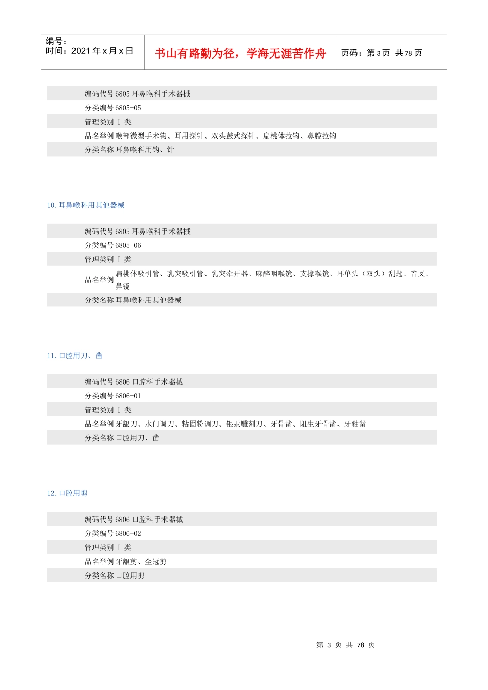 医疗器械分类目录(食品药品监督局网站)_第3页