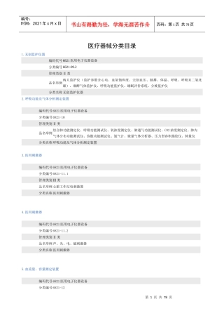 医疗器械分类目录(食品药品监督局网站)