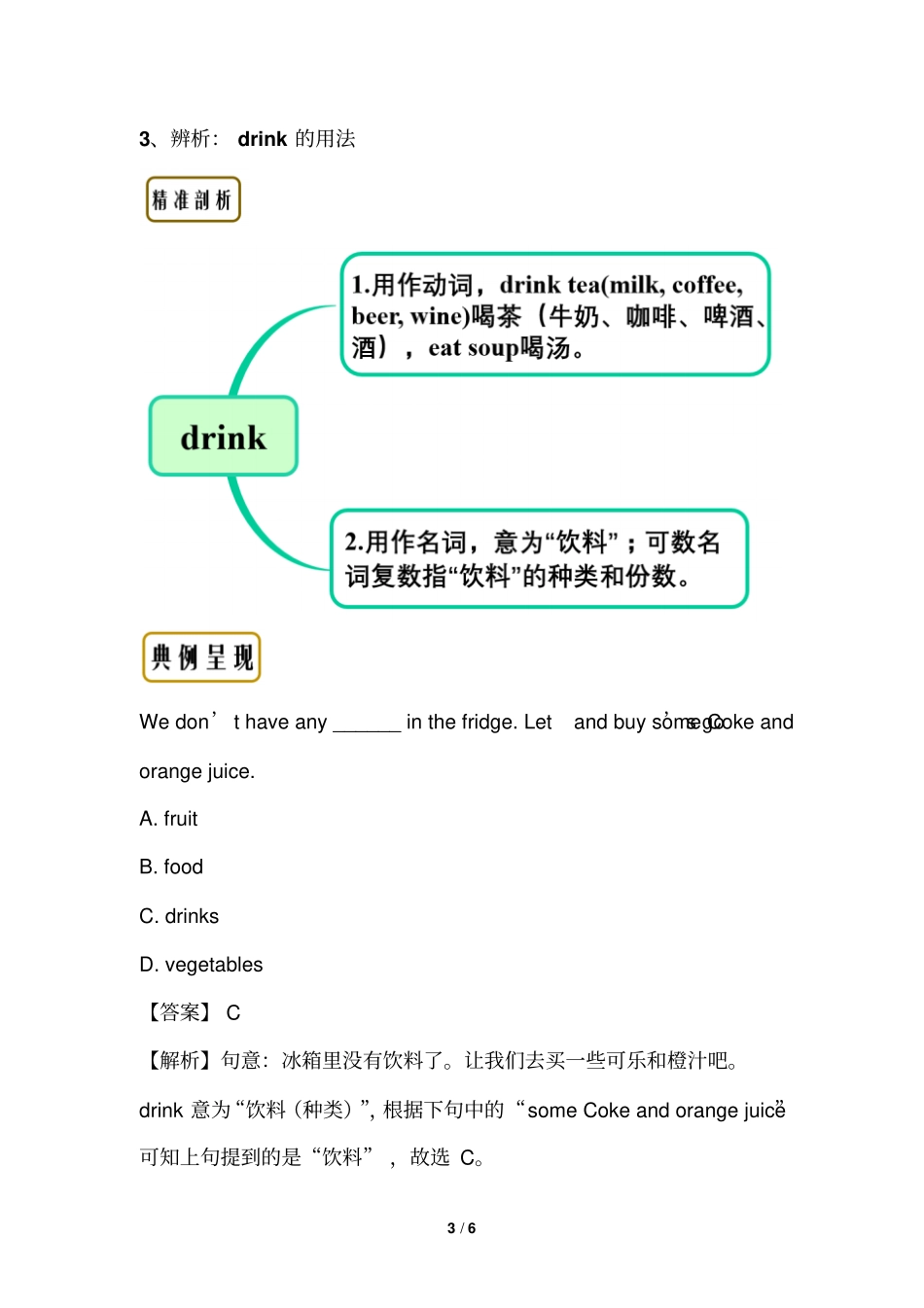 人教版七年级下英语Unit6_单元黄金易错点_第3页
