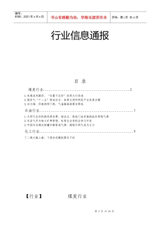 XXXX年能源行业信息