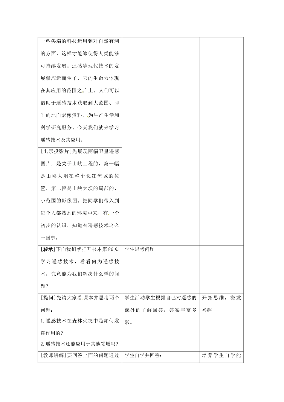 高中地理 第三章 地理信息技术的应用 3.2 遥感技术的应用教案 中图版必修3-中图版高二必修3地理教案_第2页