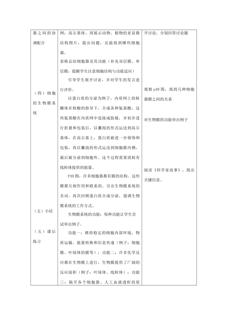 高中生物生物：3.2 《细胞器-系统内的分工合作》教案新人教版必修1_第2页